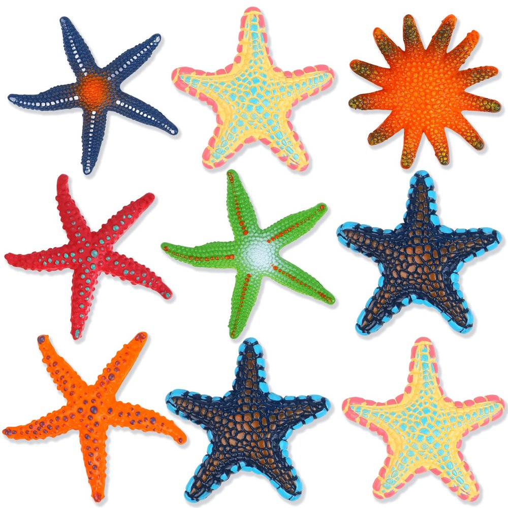 CCINEE 9PCS Big Diving Pool Starfish, Soft Rubber Sea Animals Sets Colorful Starfish Summer Swimming Dive Throw Set for Underwater Swimming for Pool Beach