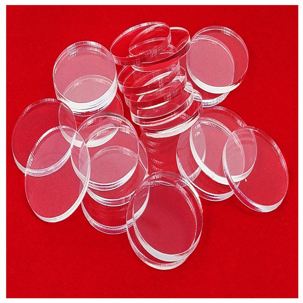Acrylic Bases for Minis and Miniatures - Circular, Square, Oval, Rectangular, Hexagonal |Compatibles with most RPG's and Tabletop Games| (Clear - Circular #6 (40mm x ~2.70mm x 15 units))