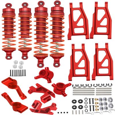 hopsupRC Upgrades Part for 1/10 Rustler/Slash/Stampede/Hoss 4x4 VXL 4wd,Big Bore RC Shock & Front Rear Suspension Arm & Caster Block,Steering Blocks,Rear Stub Axle Carriers,Wheel Hex,Red