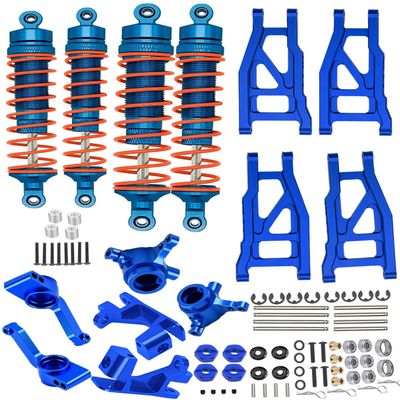 hopsupRC Upgrades Part for 1/10 Rustler/Slash/Stampede/Hoss 4x4 VXL 4wd,Big Bore RC Shock & Front Rear Suspension Arm & Caster Block,Steering Blocks,Rear Stub Axle Carriers,Wheel Hex,Navy Blue