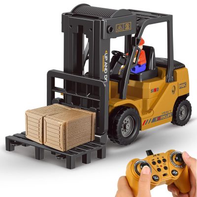 Leopmase Remote Control Forklift 11 Channel Rc Forklift Cranes Construction Toys, w/Boxes/Sound and Light Spray, Two Rechargeable Batteries, Kids Forklift Toy Christmas & Birthday Gifts