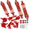 hopsupRC Upgrades Part for 1/10 Slash/Rustler/Stampede/Hoss 4x4 VXL 4wd,Full Metal Big Bore RC Shock Absorber & Alloy Steering Blocks Caster Blocks C-Hubs Stub Axle Carriers,Wheel Hex,Red view 1