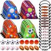 Panelee 16 Sets Sports Party Favors Baseball Soccer Basketball Football Birthday Supplies 16 Drawstring Bags 16 Charm Bracelets 16 Mini Foam Balls for Gift Fillers Games Rewards Supplies view 1