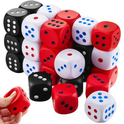 Meooeck 30 Pcs Foam Dice Stress Balls 1.65 Inch Large Assorted Colorful Giant Fake Dice Educational Learning Squeeze Anxiety Relieve Gifts for Adults Party