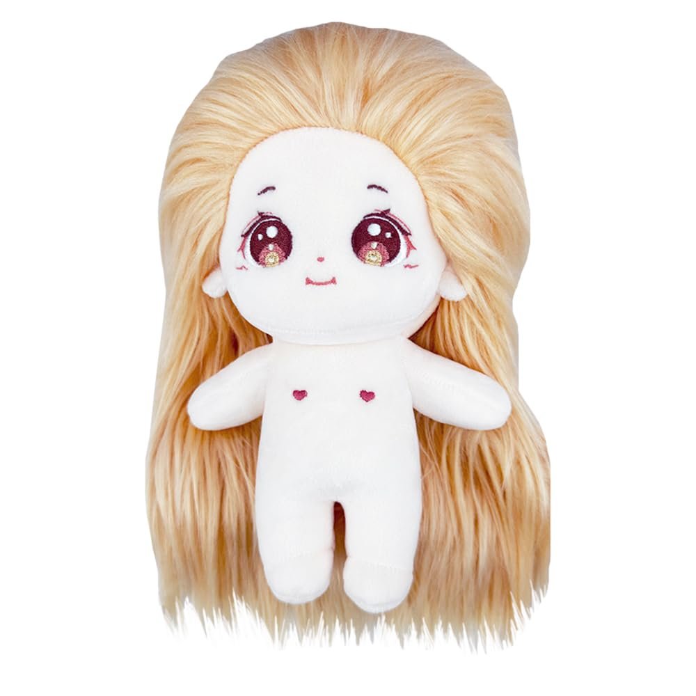 niannyyhouse 20cm Plush Doll Long Hair Girl Humanoid Stuffed Body no Attribute 8" Normal Body Dress Up Gifts (a-13-with Skeleton)