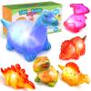 Baby Bath Toys for Toddlers 1-5, 6 Packs Light Up Floating Dinosaur Toys for Kids 1-5 Year Olds Boys Girls Halloween Xmas Birthday for Babies Age 1-5 Sensory Toys Preschool Bathtub Pool Shower Games view 1