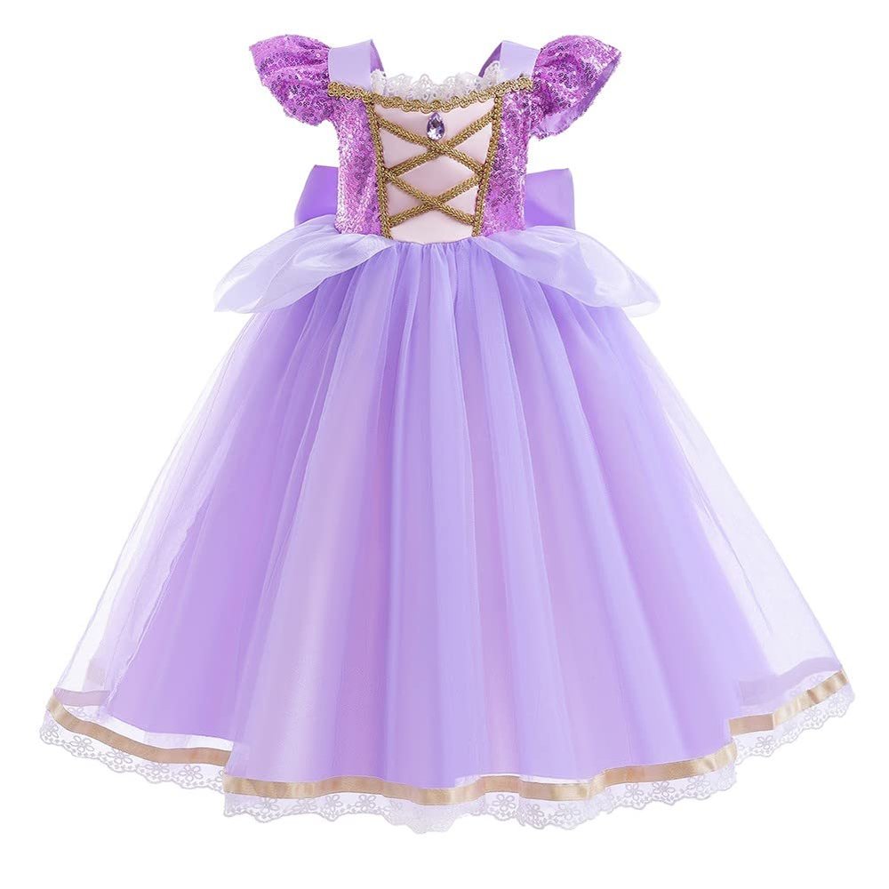 HIHCBF Girls Princess Sofia Costume Birthday Christmas Halloween Cosplay Fancy Dress Up Party Ball Gown Purple 7-8T