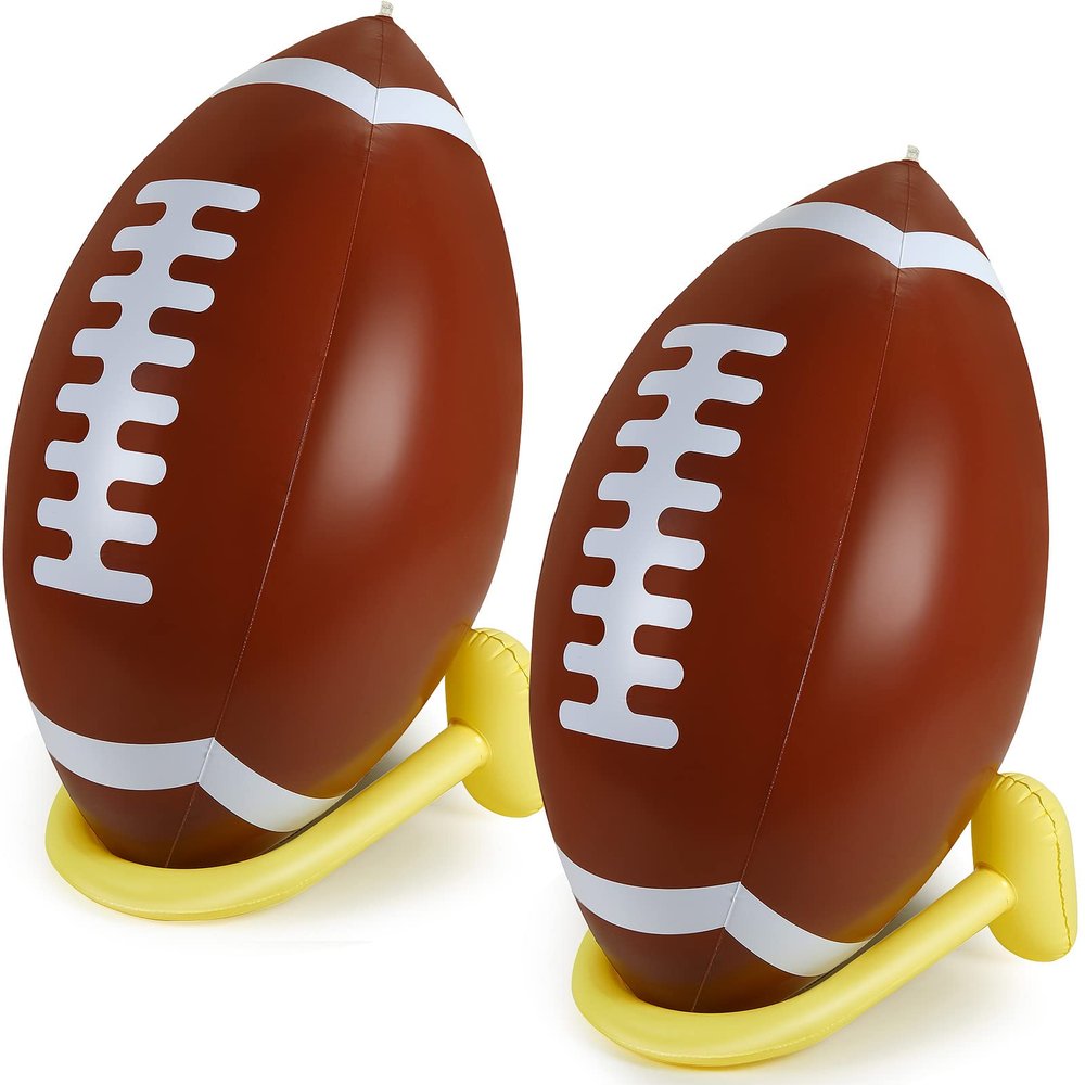 Sanwuta 1 Pcs 37" Giant Jumbo Inflatable Football with Tee Set Inflatable Football Party Supplies Birthday Party Game Decorations