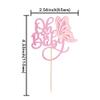 24 Pack Oh Baby Butterfly Cupcake Toppers Glitter Gender Reveal 3D Butterfly Oh Baby Cupcake Picks for Baby Shower Kids Birthday Party Decorations Supplies Pink view 2