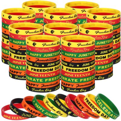 Kigeli 300 Pcs Juneteenth Party Rubber Bracelets Black American Independence Day Holiday Party Supplies Freedom Day Patriotic Supplies Goodie Bag Stuffers Fillers Silicone Wristbands