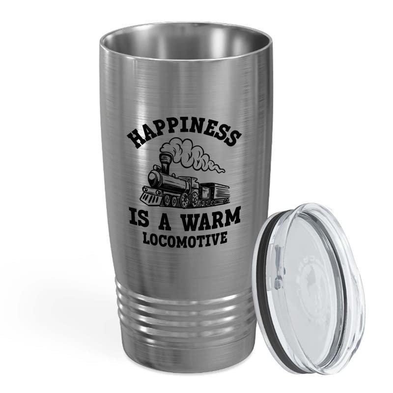 Flairy Land Train Engineer Silver Tumbler 20oz - warm locomotive - Railroad Engineer Train Engineer Train Birthday Party Supplies Locomotives Train Conductor