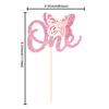 24 Pack Butterfly One Cupcake Toppers Glitter First Birthday Cupcake Picks Butterfly Theme Baby Shower Wedding Anniversary Party Cake Decorations Supplies Pink view 2