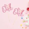 24 Pack Butterfly One Cupcake Toppers Glitter First Birthday Cupcake Picks Butterfly Theme Baby Shower Wedding Anniversary Party Cake Decorations Supplies Pink view 4