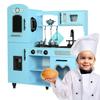 TaoHFE Toy Kitchen, Blue Kids Kitchen Playset for Kids Ages 4-8 Boys Gift Girls Play Kitchen Sets for Kids Kitchen Playset with Lights and Sounds Wooden Toy Kitchen Playset Gift Kids Kitchen Set view 1