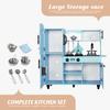 TaoHFE Toy Kitchen, Blue Kids Kitchen Playset for Kids Ages 4-8 Boys Gift Girls Play Kitchen Sets for Kids Kitchen Playset with Lights and Sounds Wooden Toy Kitchen Playset Gift Kids Kitchen Set view 3