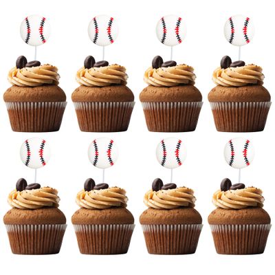 20Pcs Baseball Cupcake Toppers Resin Assembled Sport Theme Ball Cupcake Picks Baseball Theme Baby Shower Kids Birthday Party Cake Decorations Supplies