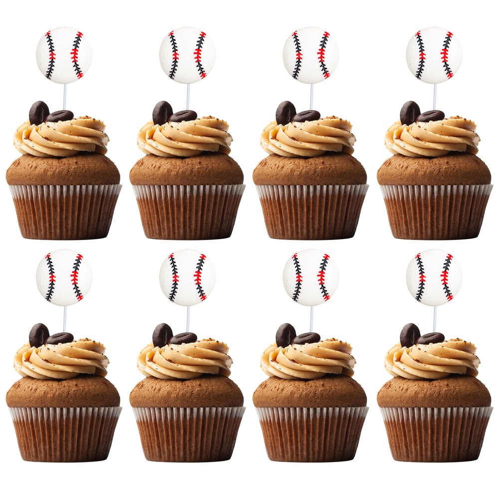 20Pcs Baseball Cupcake Toppers Resin Assembled Sport Theme Ball Cupcake Picks Baseball Theme Baby Shower Kids Birthday Party Cake Decorations Supplies