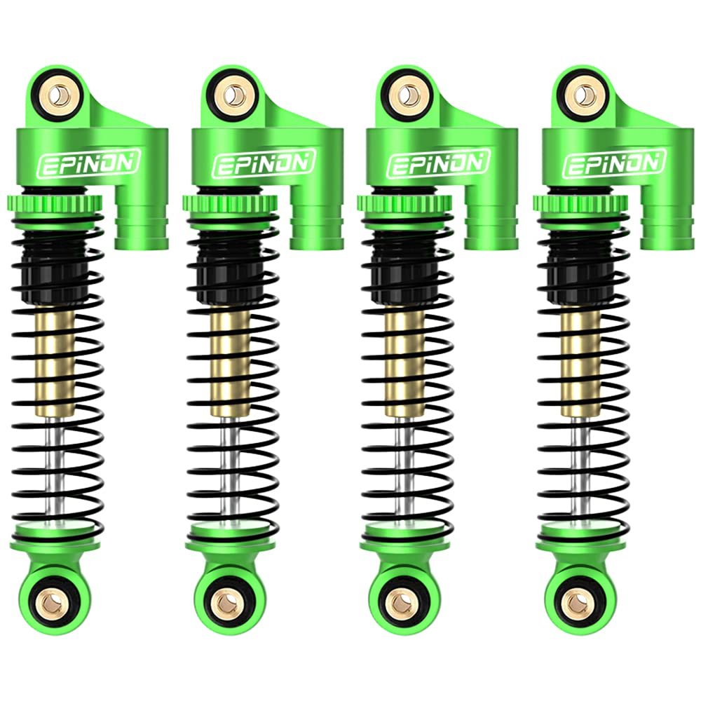 EPINON All Aluminum Front & Rear Shocks for FMS RocHobby eazyrc 1/24 FCX24 1/18 Land Cruiser/Hilux/FJ Cruiser/K10/Mogrich/Apache/Atlas 6X6 Upgrade Parts (4PCS Green)