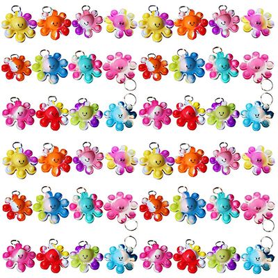 Roaqua 100 Packs Bulk Octopus Backpack Keychain Mini pop Fidget for Students Gifts Octopus Sea Animal Party Favors