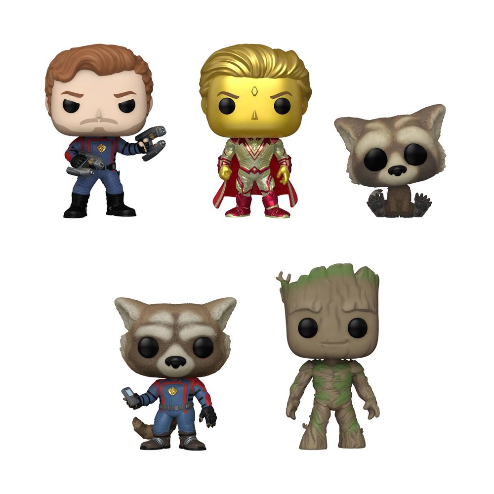 Funko Pop! Guardians of The Galaxy 3 - Set of 5 - Groot, Rocket, Baby Rocket, Star-Lord and Adam Warlock