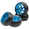 4Pack Vgoohobby 1/28 Tires Plastic Drift Car Tyres w/Alloy Wheel Rims Compatible with Wltoys K969 K989 Kyosho Mini-Z Mini-Q Mini-D 1/28 RC Drift Car (Blue) view 2