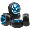 4Pack Vgoohobby 25mmx11mm 1/28 Drift Car Tires Plastic Tyres w/Metal Wheel Rims Compatible with Wltoys K969 K989 P929 Kyosho Mini-Z Mini-Q 1/28 RC Drift Car (Blue) view 2