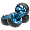 4Pack Vgoohobby 25mmx11mm 1/28 Drift Car Tires Plastic Tyres w/Metal Wheel Rims Compatible with Wltoys K969 K989 P929 Kyosho Mini-Z Mini-Q 1/28 RC Drift Car (Blue) view 3