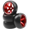 4Pack Vgoohobby 25mmx11mm 1/28 Drift Car Tires Plastic Tyres w/Metal Wheel Rims Compatible with Wltoys K969 K989 P929 Kyosho Mini-Z Mini-Q 1/28 RC Drift Car (Red) view 1