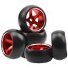 4Pack Vgoohobby 25mmx11mm 1/28 Drift Car Tires Plastic Tyres w/Metal Wheel Rims Compatible with Wltoys K969 K989 P929 Kyosho Mini-Z Mini-Q 1/28 RC Drift Car (Red) view 2