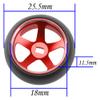 4Pack Vgoohobby 25mmx11mm 1/28 Drift Car Tires Plastic Tyres w/Metal Wheel Rims Compatible with Wltoys K969 K989 P929 Kyosho Mini-Z Mini-Q 1/28 RC Drift Car (Red) view 3