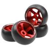 4Pack Vgoohobby 25mmx11mm 1/28 Drift Car Tires Plastic Tyres w/Metal Wheel Rims Compatible with Wltoys K969 K989 P929 Kyosho Mini-Z Mini-Q 1/28 RC Drift Car (Red) view 4