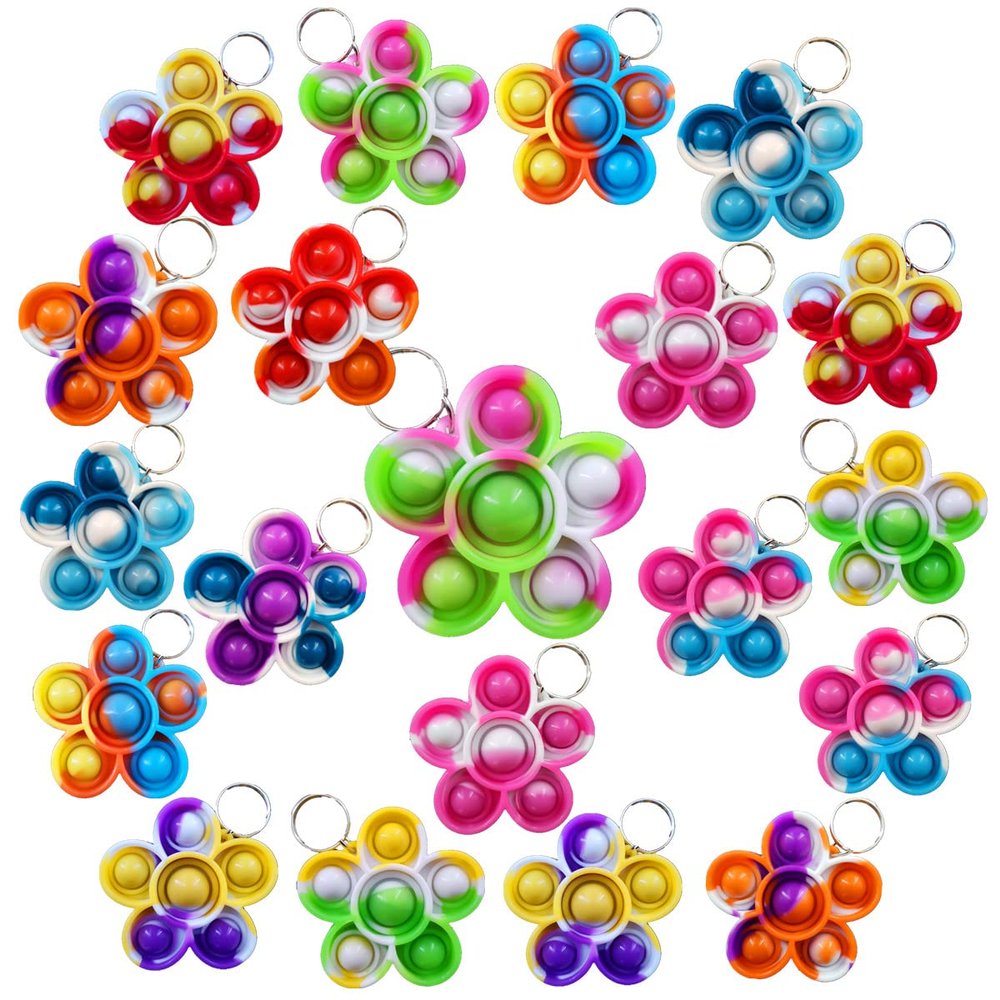 100 Packs Flower Mini Pop Fidget, Autism Special Needs Squeeze Sensory Party Favors Gift for Family, Adult and Kids