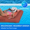 Upholstered Stylish Pool Float Lounger Recliner, Large Floating Chair & Backrest, Heavy Duty Lake, Beach, Adults & Kids - Comfortable Tube, Durable Water Floaty Tanning Lounge - Terracotta view 4