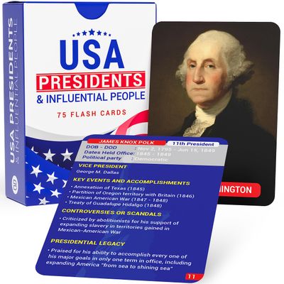 USA Presidents & Influential People Flash Cards  75 Cards for Learning U.S. History & Civics  Educational Study Tool for Students, Teachers & Homeschool  Briston American History Edition