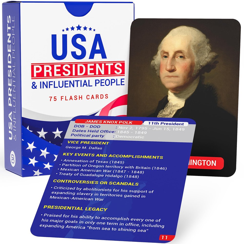 USA Presidents & Influential People Flash Cards  75 Cards for Learning U.S. History & Civics  Educational Study Tool for Students, Teachers & Homeschool  Briston American History Edition
