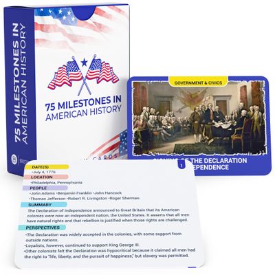 75 Milestones in American History Flashcards  U.S. Historical Events Study Cards for Students & Teachers  Government, Civics & U.S. History Learning Resource  Educational Classroom Tool by Briston