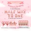 1/2 Birthday Girl Decorations - Half Way To One Baby Girl Outfit & Balloons Banner view 2