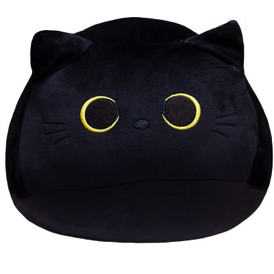 AudeRhine 16'' Black Cat Plush Toys, Cute Cat Pillow Soft Baby Plushies for Kids, Cat Stuffed Animals Kawaii Plush Toys Gift for Boys Girls (Black, 16 Inch)