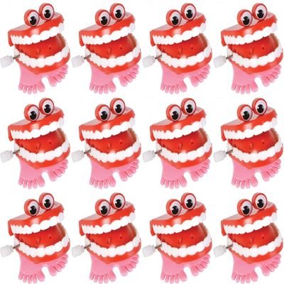 HAPPY DEALS ~ Wind Up Chatter Teeth with Eyes | 12 Pack | 1.75 inch Chattering Walking Toys
