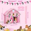 Faccito Pink Farm Piata Bundle Fiesta Piata Set Includes Bat Stick, Barnyard Piata and Blindfold Mask for Farmhouse Country Kids Cinco De Mayo Birthday Party Mexican Piata Game Supplies Decoration view 2