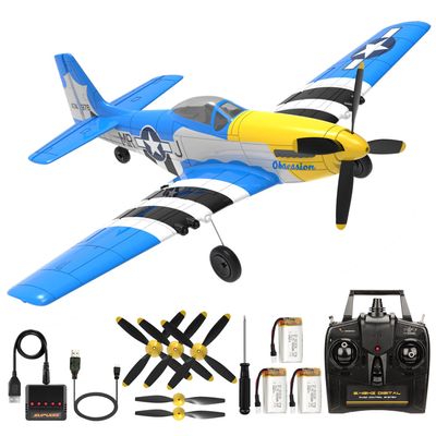 ANTSIR Remote Control Airplane for Adults P51 Mustang, 4 Channel RC Plane with 6-Axis Gyro Aerobatic, WW2 Warbird Fighter Glider Park Flyer Gift
