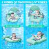 Mambobaby Baby Swim Float with Canopy & Tail Infant Pool Float Non-Inflatable Toddler Swim Float with Skin-Friendly Material for 3-24 Months Baby Boys Grils Elephant Green view 4