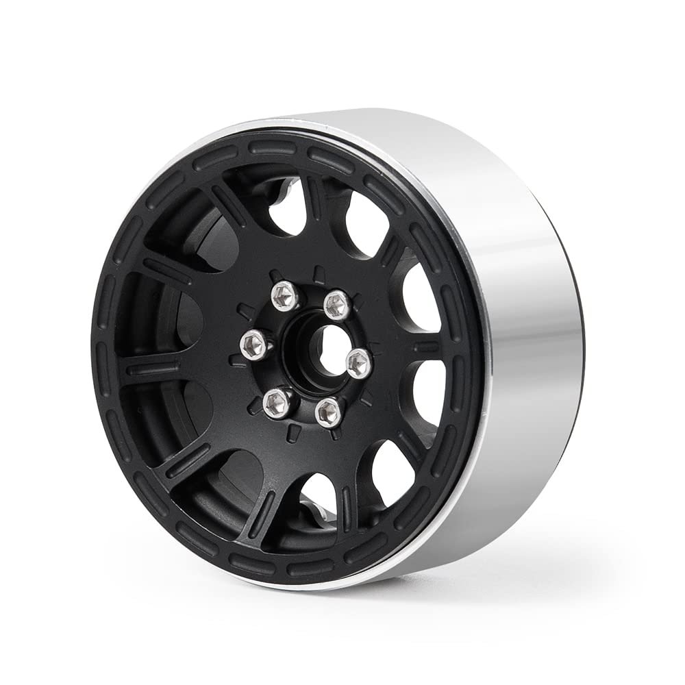 1/2/4pcs 1.9'' Alloy Metal Beadlock Wheel Rims for 1/10 Scale AXIAL SCX10 D90 CC01 RC Crawler Car Upgrade Parts (Color : Black 1PCS)