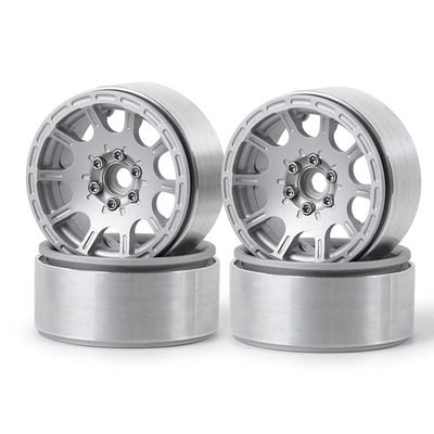 1/2/4pcs 1.9'' Alloy Metal Beadlock Wheel Rims for 1/10 Scale AXIAL SCX10 D90 CC01 RC Crawler Car Upgrade Parts (Color : Silver 4PCS)