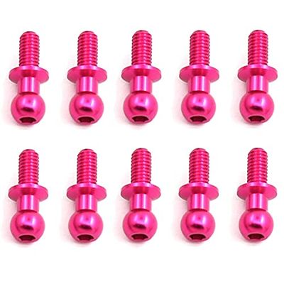 10Pcs M3 Metal Hex Ball Head Screws for Tamiya TT01 TT02 Sakura D5 1/10 RC Drift Car Spare Parts Universal (Color : Pink)