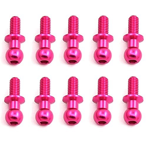 10Pcs M3 Metal Hex Ball Head Screws for Tamiya TT01 TT02 Sakura D5 1/10 RC Drift Car Spare Parts Universal (Color : Pink)