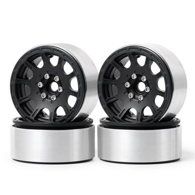 1/2/4pcs 1.9'' Alloy Metal Beadlock Wheel Rims for 1/10 Scale AXIAL SCX10 D90 CC01 RC Crawler Car Upgrade Parts (Color : Black 4PCS)