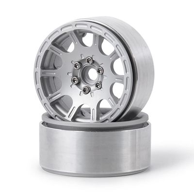 1/2/4pcs 1.9'' Alloy Metal Beadlock Wheel Rims for 1/10 Scale AXIAL SCX10 D90 CC01 RC Crawler Car Upgrade Parts (Color : Silver 2PCS)