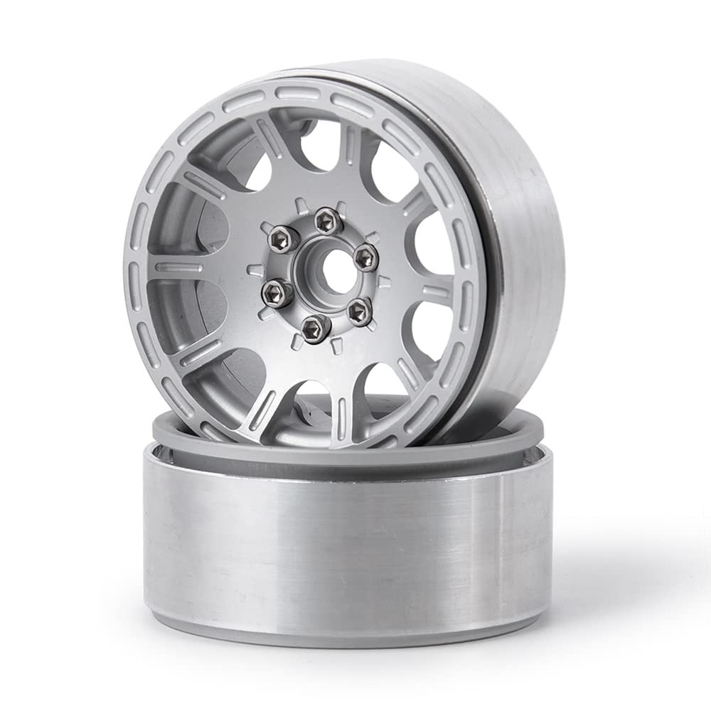 1/2/4pcs 1.9'' Alloy Metal Beadlock Wheel Rims for 1/10 Scale AXIAL SCX10 D90 CC01 RC Crawler Car Upgrade Parts (Color : Silver 2PCS)
