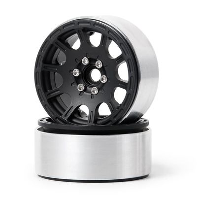 1/2/4pcs 1.9'' Alloy Metal Beadlock Wheel Rims for 1/10 Scale AXIAL SCX10 D90 CC01 RC Crawler Car Upgrade Parts (Color : Black 2PCS)
